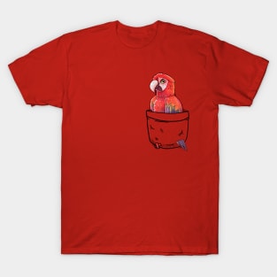 Pocket Cute Red Parrot T-Shirt